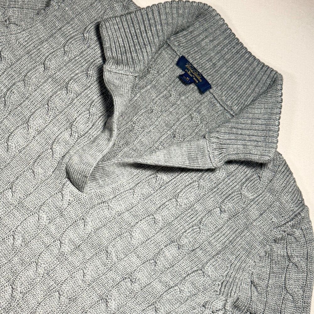 Brooks Brothers 100% Saxxon Wool cable knit sweater cozy closet staple